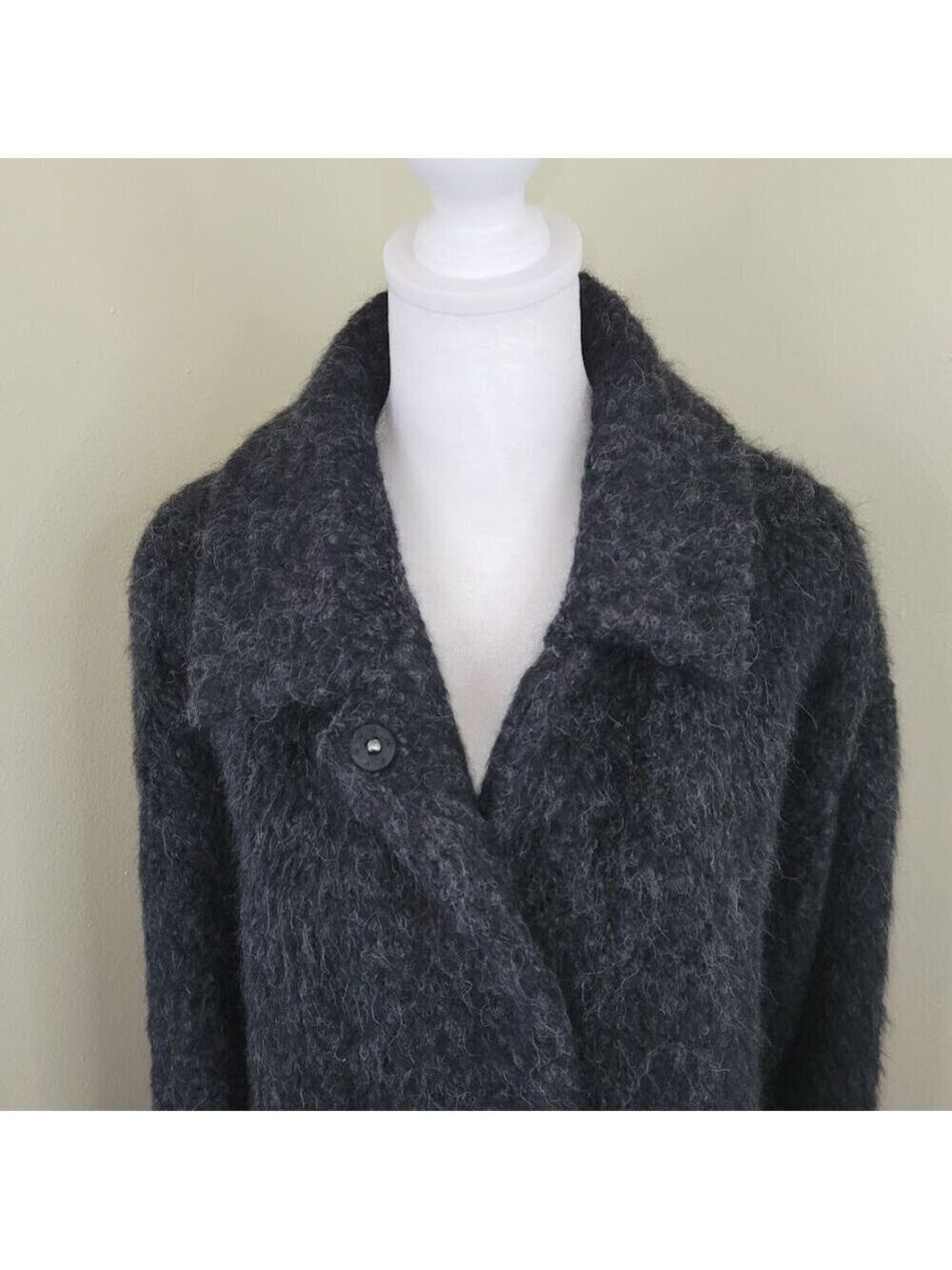 Eileen Fisher Alpaca Boucle Classic Collar Short Coat Charcoal Women's Size M - Picture 4 of 15